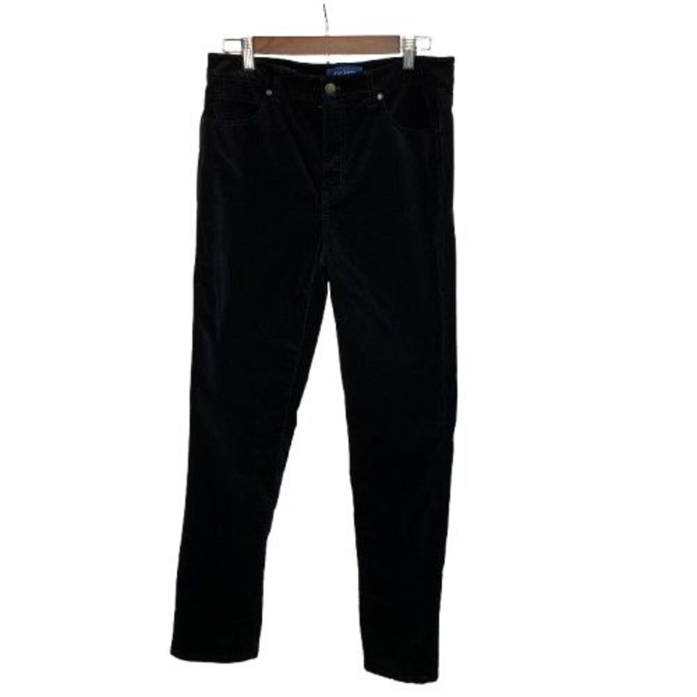 Talbots Womens Corduroy Pants 8 Black High Waist Straight Leg Preppy Academia